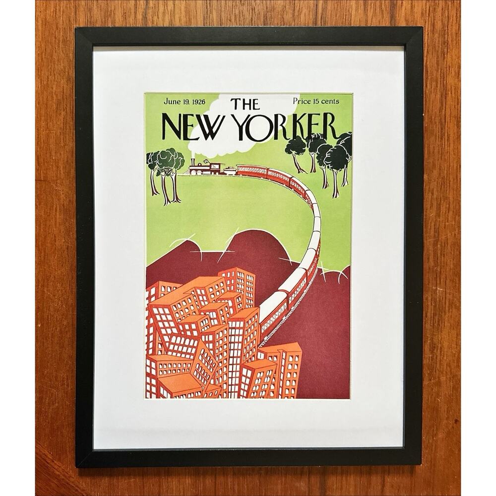 Framed 1926 The New Yorker Magazine June 19 Carl Rose Train
